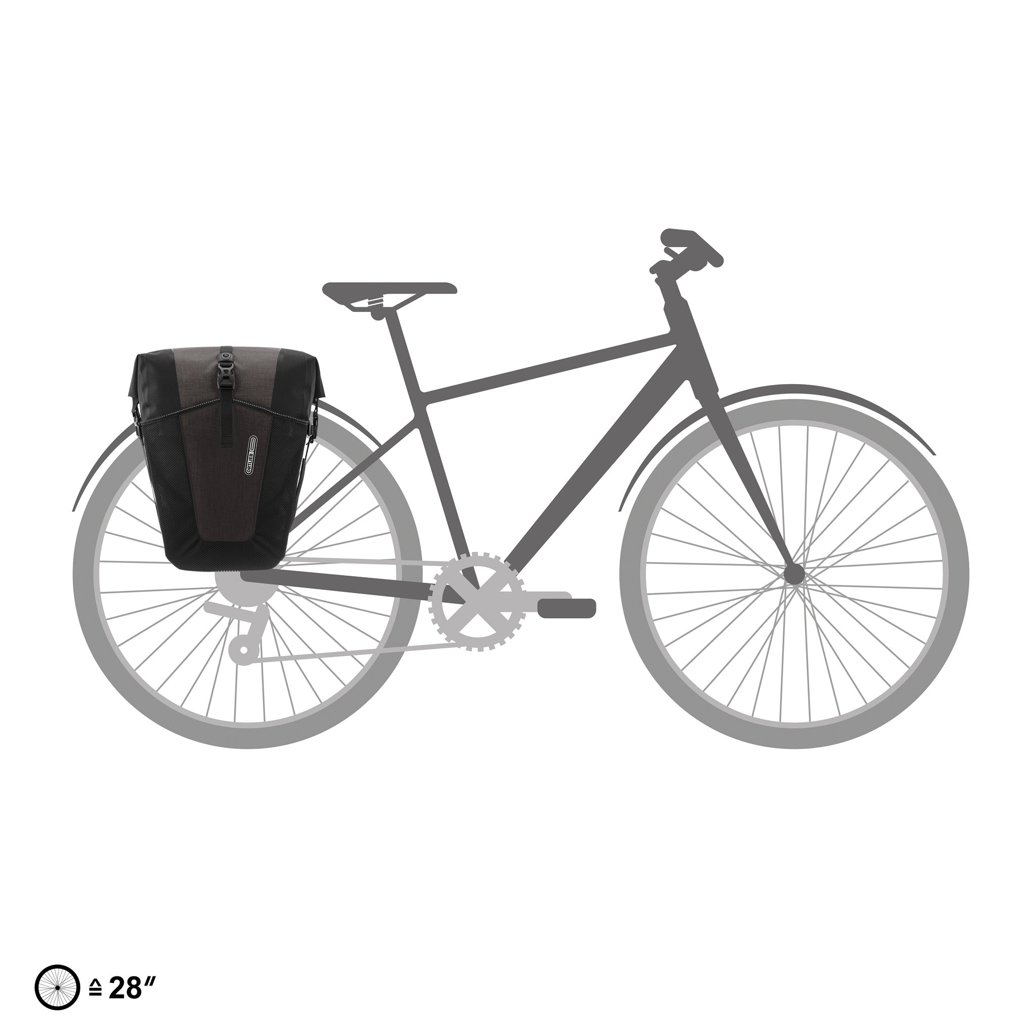 ORTLIEB Back-Roller XL Plus QL2.2 in granite - black montiert am Fahrradgepäckträger für Tourenrad